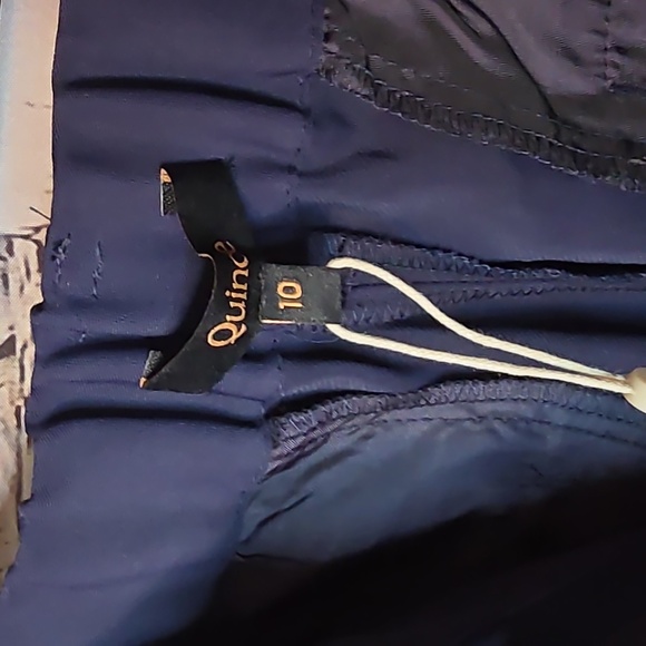 Quince Stretch Crepe Pleated Wide Leg Slacks In Navy Size 10 - Picture 7 of 9